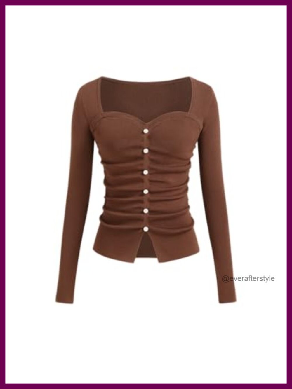 Faux Pearl Long Sleeve Square Neck Ruched Crop Top Going Out Knit